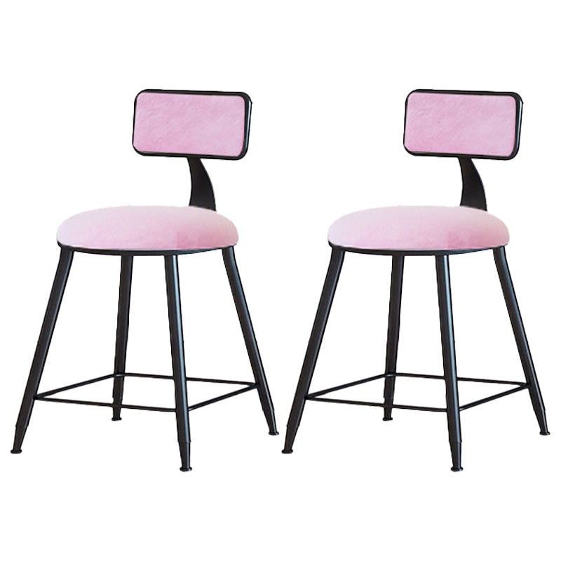 Modern Armless Backrest Counter Stool Iron Dining Room Bar Stool with Cushion Pink 2 Piece Set Short Stool(18"H) Clearhalo 'Bar Furniture' 'Bar Stools' 'bar_stools' 'furn' 'furn_bar_stools' 'Furniture' 'Kitchen & Dining Furniture' 5464561