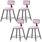 Modern Armless Backrest Counter Stool Iron Dining Room Bar Stool with Cushion Pink 4 Piece Set Short Stool(18"H) Clearhalo 'Bar Furniture' 'Bar Stools' 'bar_stools' 'furn' 'furn_bar_stools' 'Furniture' 'Kitchen & Dining Furniture' 5464562
