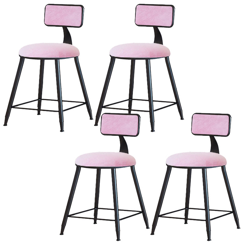 Modern Armless Backrest Counter Stool Iron Dining Room Bar Stool with Cushion Pink 4 Piece Set Short Stool(18"H) Clearhalo 'Bar Furniture' 'Bar Stools' 'bar_stools' 'furn' 'furn_bar_stools' 'Furniture' 'Kitchen & Dining Furniture' 5464562