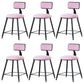 Modern Armless Backrest Counter Stool Iron Dining Room Bar Stool with Cushion Pink 6 Piece Set Short Stool(18"H) Clearhalo 'Bar Furniture' 'Bar Stools' 'bar_stools' 'furn' 'furn_bar_stools' 'Furniture' 'Kitchen & Dining Furniture' 5464563