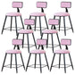 Modern Armless Backrest Counter Stool Iron Dining Room Bar Stool with Cushion Pink 8 Piece Set Short Stool(18"H) Clearhalo 'Bar Furniture' 'Bar Stools' 'bar_stools' 'furn' 'furn_bar_stools' 'Furniture' 'Kitchen & Dining Furniture' 5464564