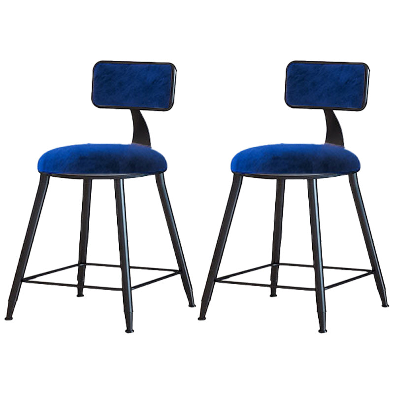Modern Armless Backrest Counter Stool Iron Dining Room Bar Stool with Cushion Blue 2 Piece Set Short Stool(18"H) Clearhalo 'Bar Furniture' 'Bar Stools' 'bar_stools' 'furn' 'furn_bar_stools' 'Furniture' 'Kitchen & Dining Furniture' 5464565