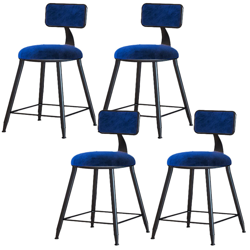 Modern Armless Backrest Counter Stool Iron Dining Room Bar Stool with Cushion Blue 4 Piece Set Short Stool(18"H) Clearhalo 'Bar Furniture' 'Bar Stools' 'bar_stools' 'furn' 'furn_bar_stools' 'Furniture' 'Kitchen & Dining Furniture' 5464566