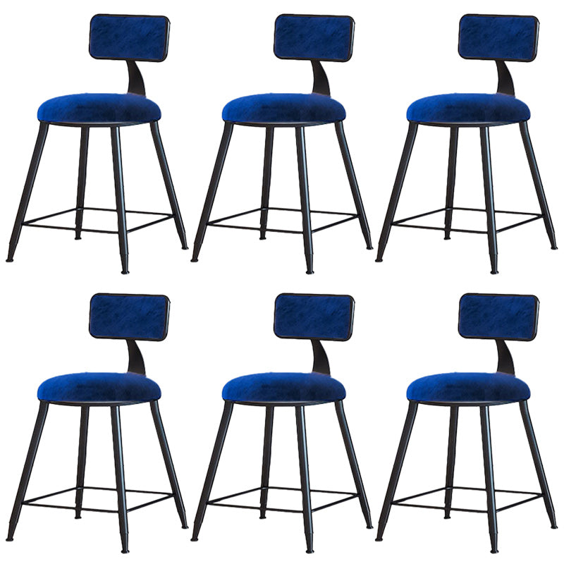 Modern Armless Backrest Counter Stool Iron Dining Room Bar Stool with Cushion Blue 6 Piece Set Short Stool(18"H) Clearhalo 'Bar Furniture' 'Bar Stools' 'bar_stools' 'furn' 'furn_bar_stools' 'Furniture' 'Kitchen & Dining Furniture' 5464567