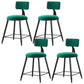 Modern Armless Backrest Counter Stool Iron Dining Room Bar Stool with Cushion Green 4 Piece Set Short Stool(18"H) Clearhalo 'Bar Furniture' 'Bar Stools' 'bar_stools' 'furn' 'furn_bar_stools' 'Furniture' 'Kitchen & Dining Furniture' 5464570