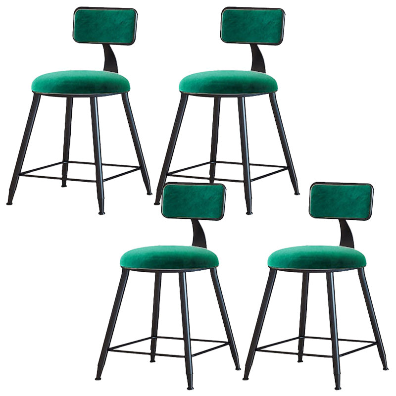 Modern Armless Backrest Counter Stool Iron Dining Room Bar Stool with Cushion Green 4 Piece Set Short Stool(18"H) Clearhalo 'Bar Furniture' 'Bar Stools' 'bar_stools' 'furn' 'furn_bar_stools' 'Furniture' 'Kitchen & Dining Furniture' 5464570