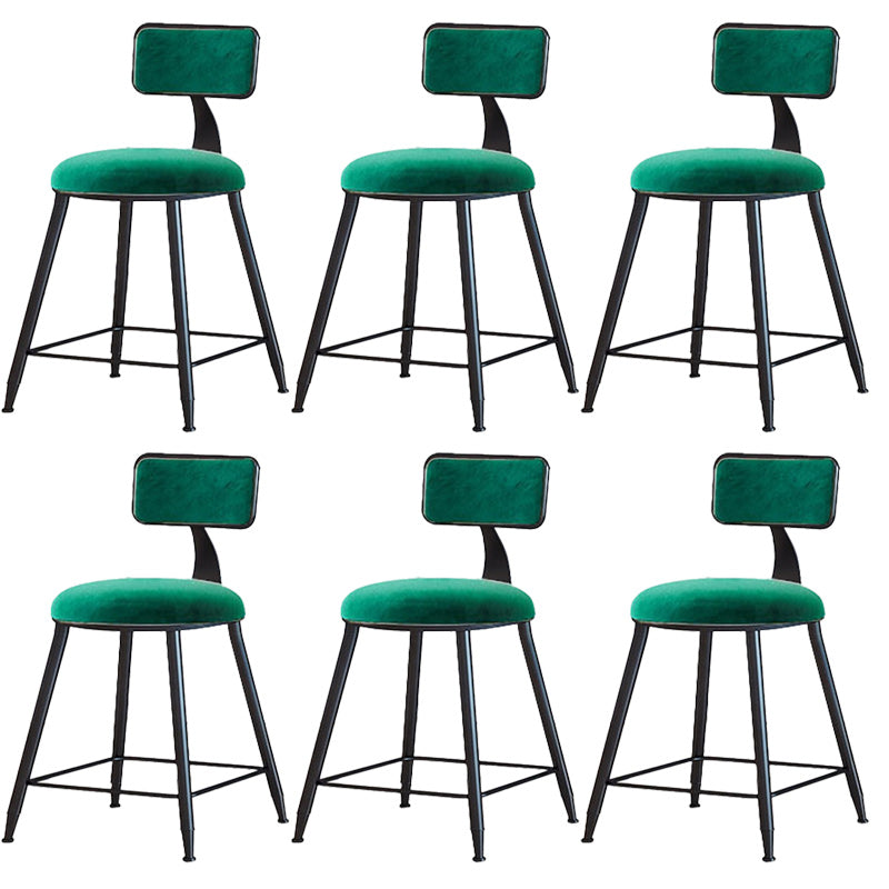 Modern Armless Backrest Counter Stool Iron Dining Room Bar Stool with Cushion Green 6 Piece Set Short Stool(18"H) Clearhalo 'Bar Furniture' 'Bar Stools' 'bar_stools' 'furn' 'furn_bar_stools' 'Furniture' 'Kitchen & Dining Furniture' 5464571