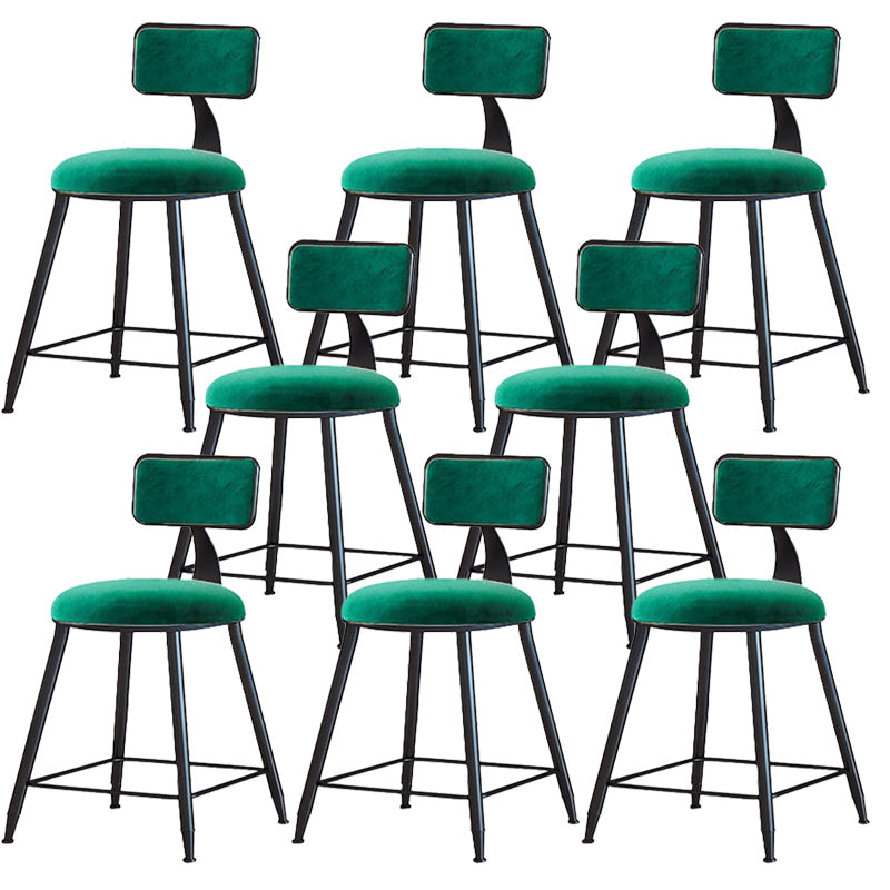 Modern Armless Backrest Counter Stool Iron Dining Room Bar Stool with Cushion Green 8 Piece Set Short Stool(18"H) Clearhalo 'Bar Furniture' 'Bar Stools' 'bar_stools' 'furn' 'furn_bar_stools' 'Furniture' 'Kitchen & Dining Furniture' 5464572