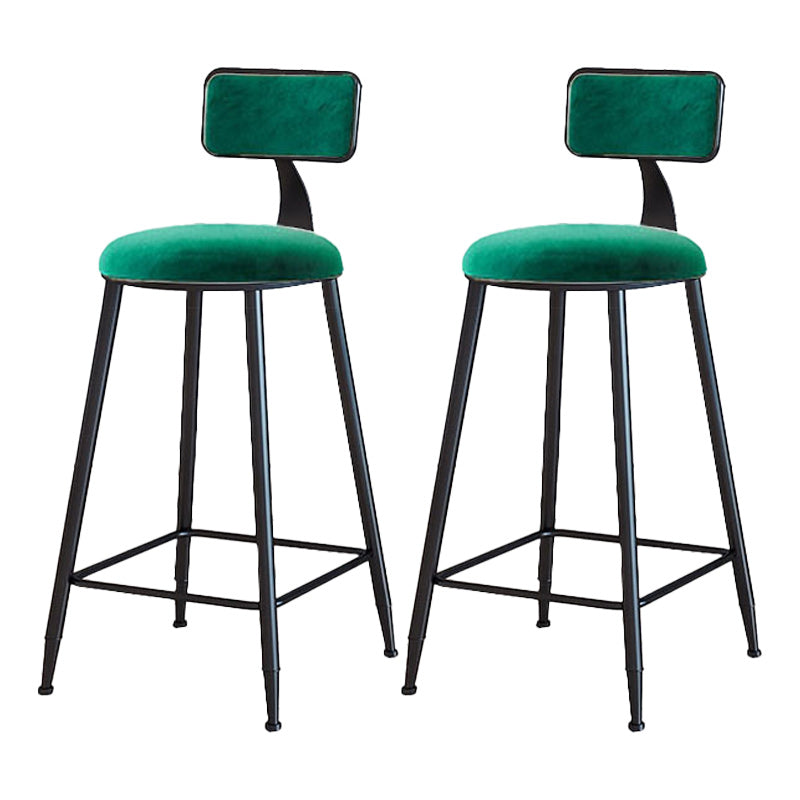 Modern Armless Backrest Counter Stool Iron Dining Room Bar Stool with Cushion Green 2 Piece Set Counter Stool(26"H) Clearhalo 'Bar Furniture' 'Bar Stools' 'bar_stools' 'furn' 'furn_bar_stools' 'Furniture' 'Kitchen & Dining Furniture' 5464573