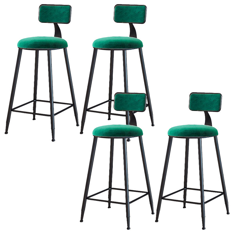 Modern Armless Backrest Counter Stool Iron Dining Room Bar Stool with Cushion Green 4 Piece Set Counter Stool(26"H) Clearhalo 'Bar Furniture' 'Bar Stools' 'bar_stools' 'furn' 'furn_bar_stools' 'Furniture' 'Kitchen & Dining Furniture' 5464574