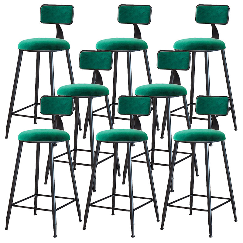 Modern Armless Backrest Counter Stool Iron Dining Room Bar Stool with Cushion Green 8 Piece Set Counter Stool(26"H) Clearhalo 'Bar Furniture' 'Bar Stools' 'bar_stools' 'furn' 'furn_bar_stools' 'Furniture' 'Kitchen & Dining Furniture' 5464576