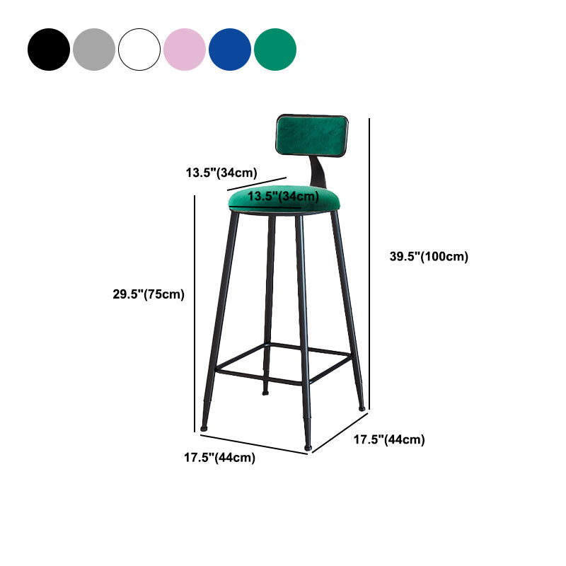 Modern Armless Backrest Counter Stool Iron Dining Room Bar Stool with Cushion Clearhalo 'Bar Furniture' 'Bar Stools' 'bar_stools' 'furn' 'furn_bar_stools' 'Furniture' 'Kitchen & Dining Furniture' 5464579