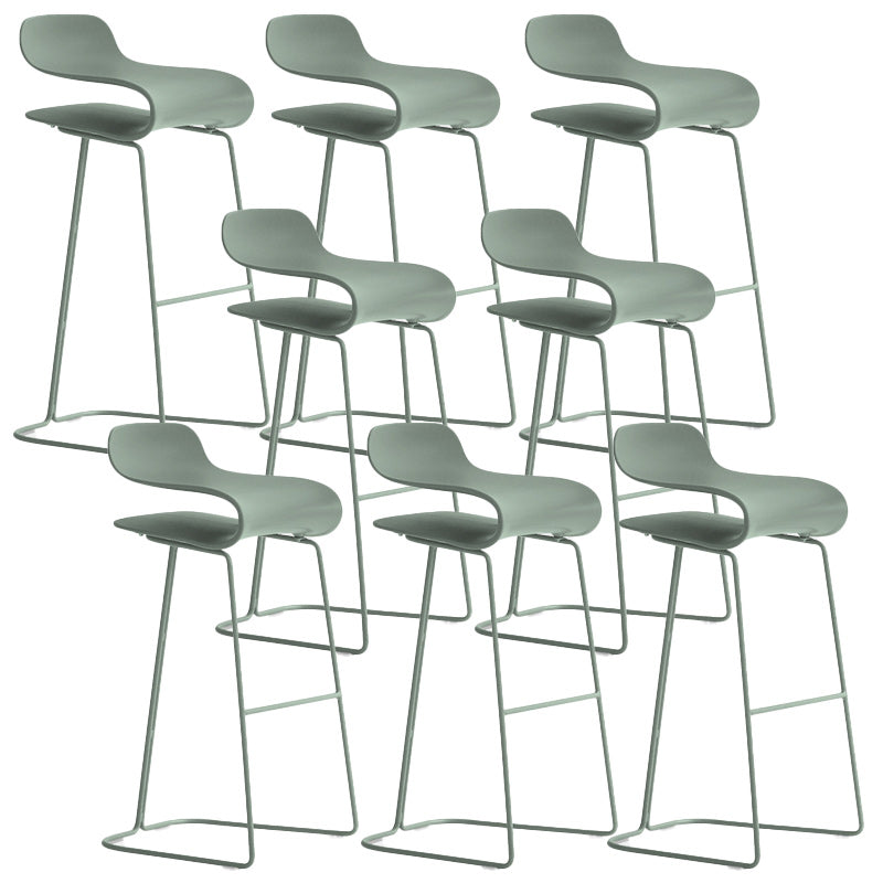 Modern Style Bar-stool Plastic Bar Stool with Metal Legs for Home Green 8 Piece Set Clearhalo 'Bar Furniture' 'Bar Stools' 'bar_stools' 'furn' 'furn_bar_stools' 'Furniture' 'Kitchen & Dining Furniture' 5464629