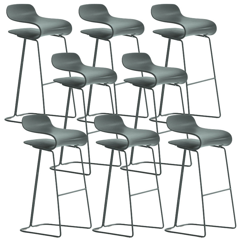 Modern Style Bar-stool Plastic Bar Stool with Metal Legs for Home Dark Green 8 Piece Set Clearhalo 'Bar Furniture' 'Bar Stools' 'bar_stools' 'furn' 'furn_bar_stools' 'Furniture' 'Kitchen & Dining Furniture' 5464632