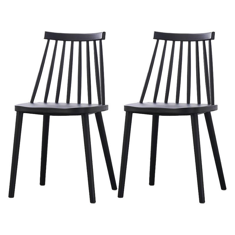 Contemporary Plastic Dining Chair Slat Back Side Chair in Matte Finish for Home Black 2 Piece Set Clearhalo 'Dining Chairs' 'Dining Tables & Seating' 'dining_chair' 'furn' 'furn_dining_chair' 'Furniture' 'Kitchen & Dining Furniture' 5464921