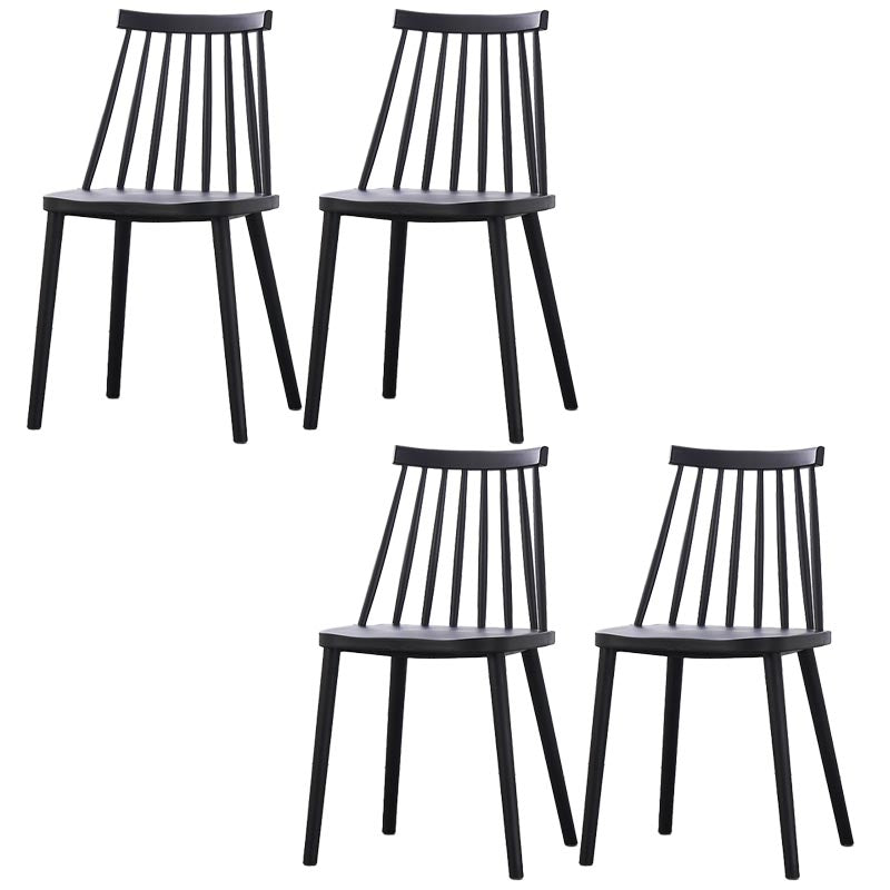 Contemporary Plastic Dining Chair Slat Back Side Chair in Matte Finish for Home Black 4 Piece Set Clearhalo 'Dining Chairs' 'Dining Tables & Seating' 'dining_chair' 'furn' 'furn_dining_chair' 'Furniture' 'Kitchen & Dining Furniture' 5464922