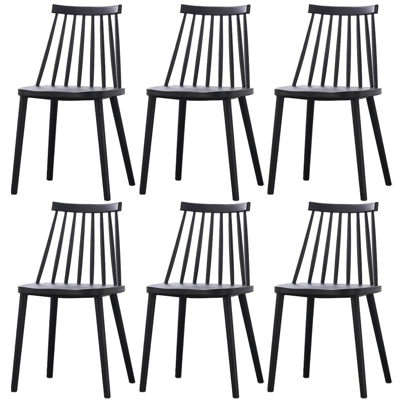 Contemporary Plastic Dining Chair Slat Back Side Chair in Matte Finish for Home Black 6 Piece Set Clearhalo 'Dining Chairs' 'Dining Tables & Seating' 'dining_chair' 'furn' 'furn_dining_chair' 'Furniture' 'Kitchen & Dining Furniture' 5464925