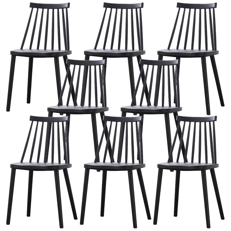 Contemporary Plastic Dining Chair Slat Back Side Chair in Matte Finish for Home Black 8 Piece Set Clearhalo 'Dining Chairs' 'Dining Tables & Seating' 'dining_chair' 'furn' 'furn_dining_chair' 'Furniture' 'Kitchen & Dining Furniture' 5464927