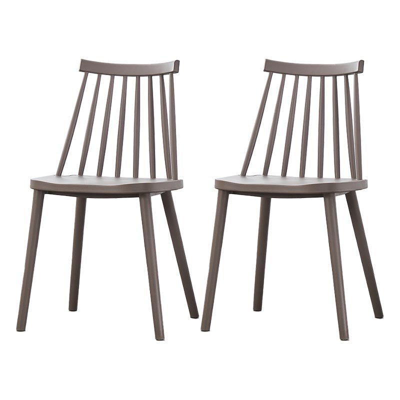 Contemporary Plastic Dining Chair Slat Back Side Chair in Matte Finish for Home Grey 2 Piece Set Clearhalo 'Dining Chairs' 'Dining Tables & Seating' 'dining_chair' 'furn' 'furn_dining_chair' 'Furniture' 'Kitchen & Dining Furniture' 5464929