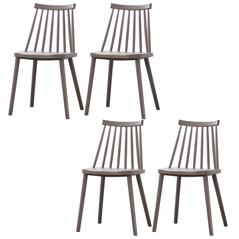 Contemporary Plastic Dining Chair Slat Back Side Chair in Matte Finish for Home Grey 4 Piece Set Clearhalo 'Dining Chairs' 'Dining Tables & Seating' 'dining_chair' 'furn' 'furn_dining_chair' 'Furniture' 'Kitchen & Dining Furniture' 5464930