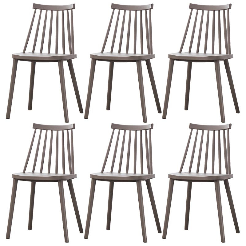 Contemporary Plastic Dining Chair Slat Back Side Chair in Matte Finish for Home Grey 6 Piece Set Clearhalo 'Dining Chairs' 'Dining Tables & Seating' 'dining_chair' 'furn' 'furn_dining_chair' 'Furniture' 'Kitchen & Dining Furniture' 5464933