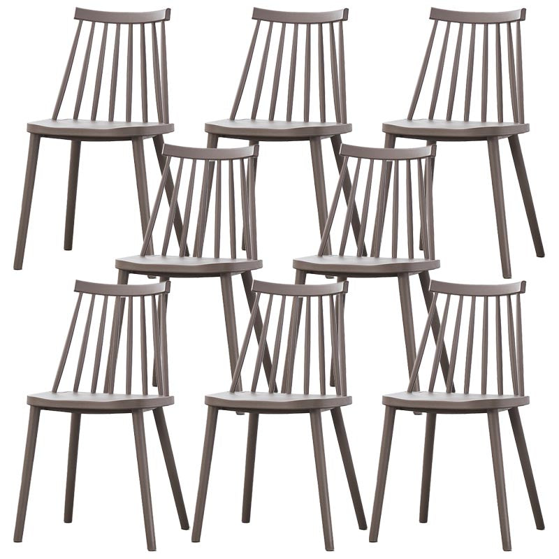 Contemporary Plastic Dining Chair Slat Back Side Chair in Matte Finish for Home Grey 8 Piece Set Clearhalo 'Dining Chairs' 'Dining Tables & Seating' 'dining_chair' 'furn' 'furn_dining_chair' 'Furniture' 'Kitchen & Dining Furniture' 5464935
