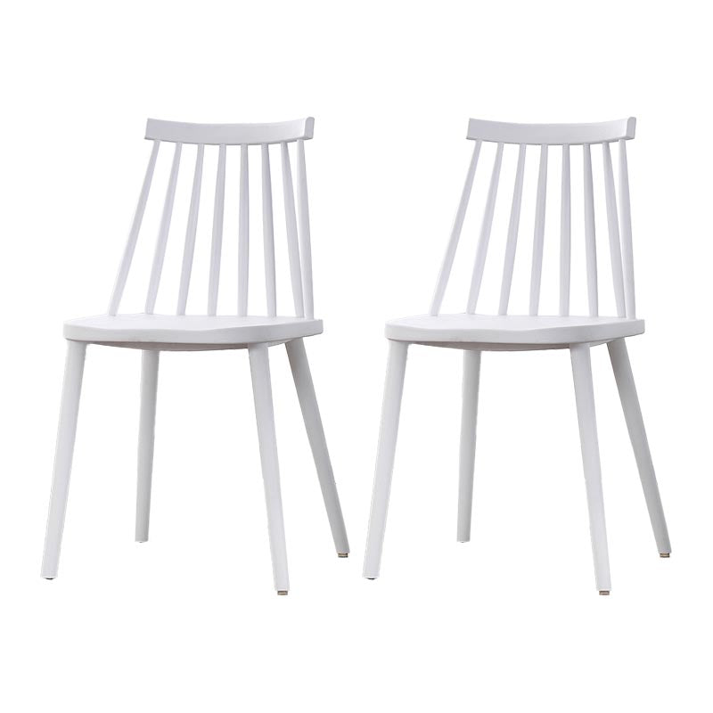 Contemporary Plastic Dining Chair Slat Back Side Chair in Matte Finish for Home White 2 Piece Set Clearhalo 'Dining Chairs' 'Dining Tables & Seating' 'dining_chair' 'furn' 'furn_dining_chair' 'Furniture' 'Kitchen & Dining Furniture' 5464936