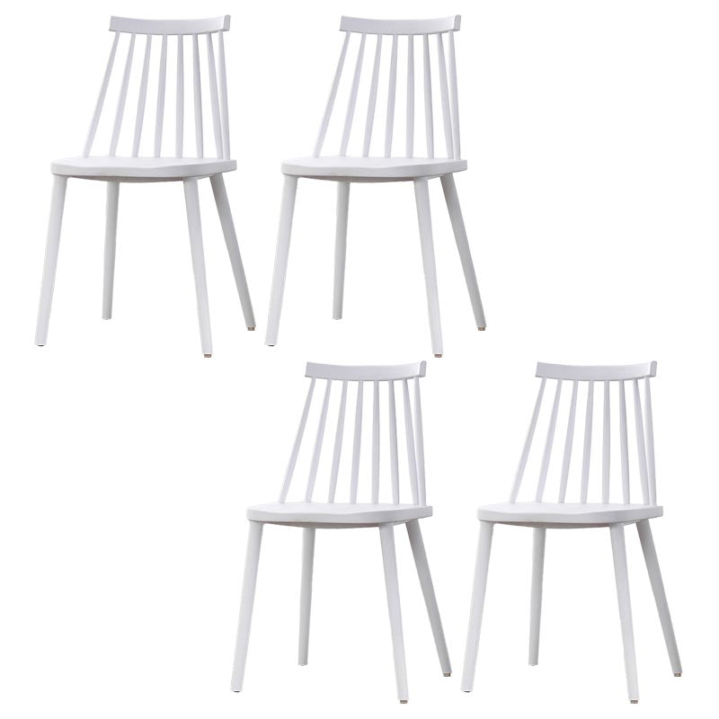 Contemporary Plastic Dining Chair Slat Back Side Chair in Matte Finish for Home White 4 Piece Set Clearhalo 'Dining Chairs' 'Dining Tables & Seating' 'dining_chair' 'furn' 'furn_dining_chair' 'Furniture' 'Kitchen & Dining Furniture' 5464938