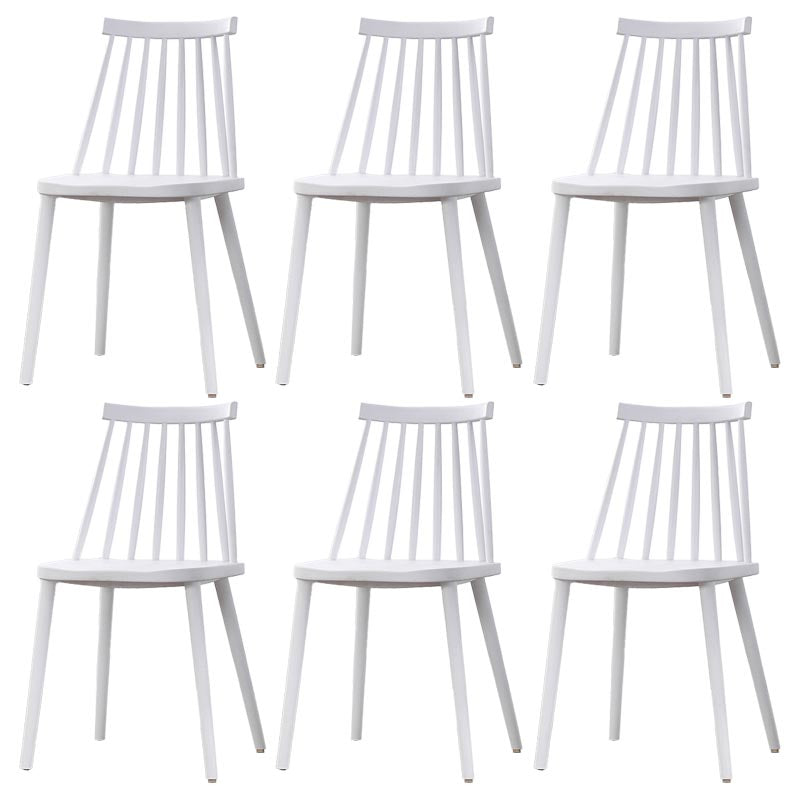 Contemporary Plastic Dining Chair Slat Back Side Chair in Matte Finish for Home White 6 Piece Set Clearhalo 'Dining Chairs' 'Dining Tables & Seating' 'dining_chair' 'furn' 'furn_dining_chair' 'Furniture' 'Kitchen & Dining Furniture' 5464941