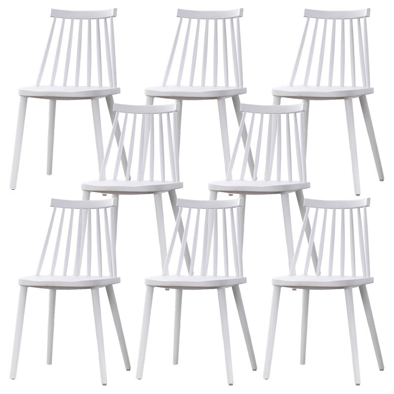 Contemporary Plastic Dining Chair Slat Back Side Chair in Matte Finish for Home White 8 Piece Set Clearhalo 'Dining Chairs' 'Dining Tables & Seating' 'dining_chair' 'furn' 'furn_dining_chair' 'Furniture' 'Kitchen & Dining Furniture' 5464942