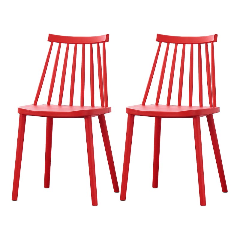 Contemporary Plastic Dining Chair Slat Back Side Chair in Matte Finish for Home Red 2 Piece Set Clearhalo 'Dining Chairs' 'Dining Tables & Seating' 'dining_chair' 'furn' 'furn_dining_chair' 'Furniture' 'Kitchen & Dining Furniture' 5464944