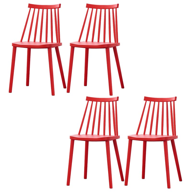 Contemporary Plastic Dining Chair Slat Back Side Chair in Matte Finish for Home Red 4 Piece Set Clearhalo 'Dining Chairs' 'Dining Tables & Seating' 'dining_chair' 'furn' 'furn_dining_chair' 'Furniture' 'Kitchen & Dining Furniture' 5464947