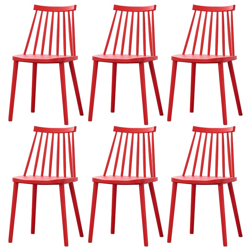 Contemporary Plastic Dining Chair Slat Back Side Chair in Matte Finish for Home Red 6 Piece Set Clearhalo 'Dining Chairs' 'Dining Tables & Seating' 'dining_chair' 'furn' 'furn_dining_chair' 'Furniture' 'Kitchen & Dining Furniture' 5464949