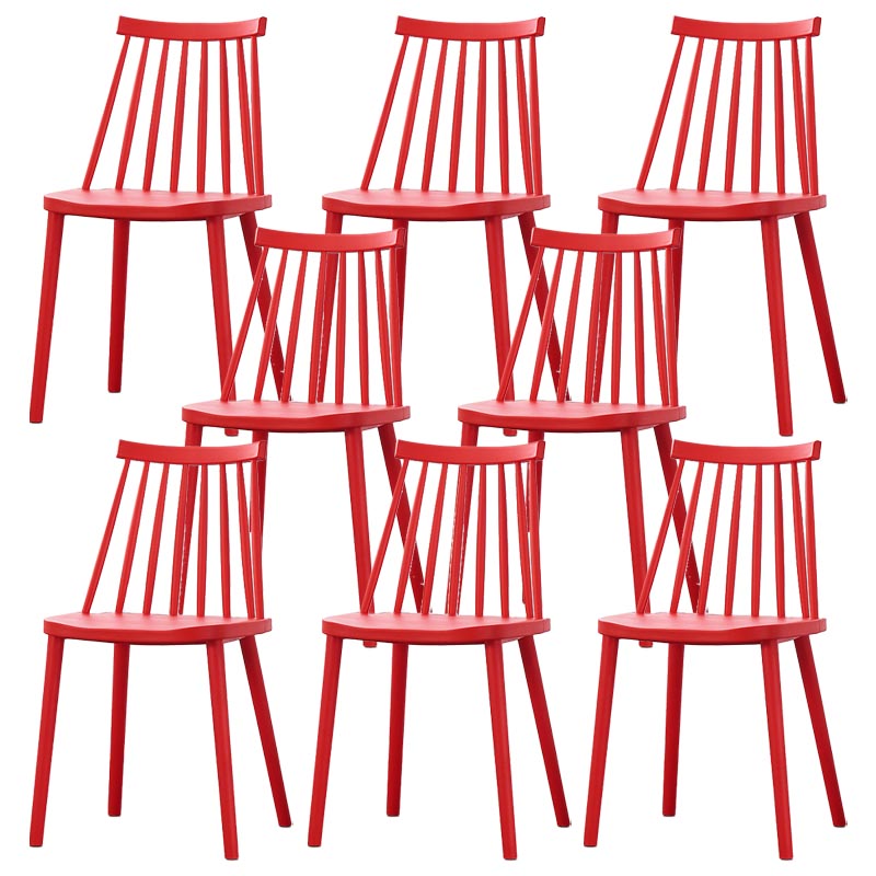 Contemporary Plastic Dining Chair Slat Back Side Chair in Matte Finish for Home Red 8 Piece Set Clearhalo 'Dining Chairs' 'Dining Tables & Seating' 'dining_chair' 'furn' 'furn_dining_chair' 'Furniture' 'Kitchen & Dining Furniture' 5464950