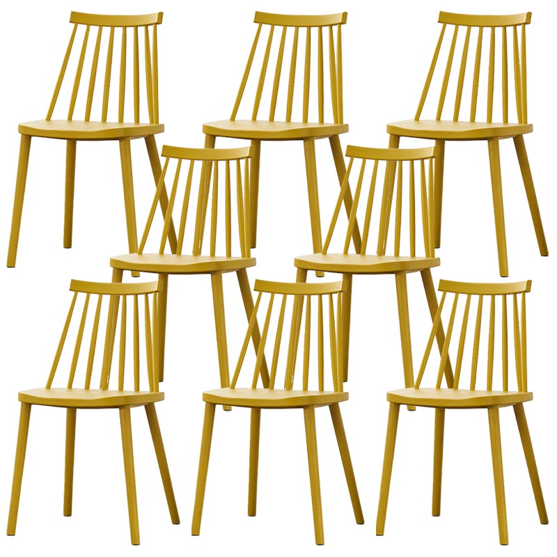 Contemporary Plastic Dining Chair Slat Back Side Chair in Matte Finish for Home Yellow 8 Piece Set Clearhalo 'Dining Chairs' 'Dining Tables & Seating' 'dining_chair' 'furn' 'furn_dining_chair' 'Furniture' 'Kitchen & Dining Furniture' 5464954