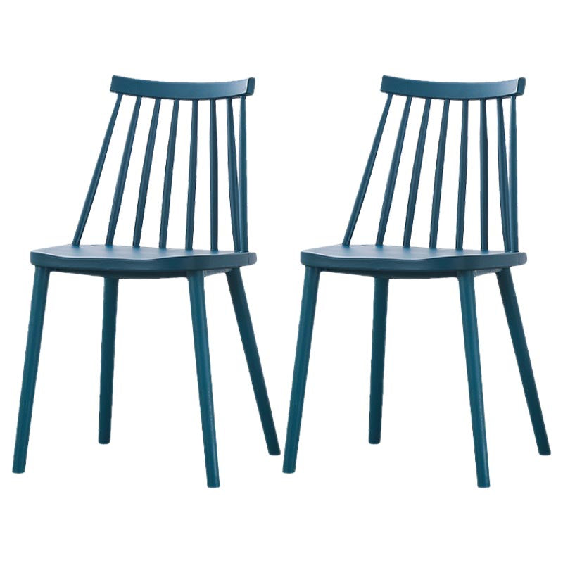Contemporary Plastic Dining Chair Slat Back Side Chair in Matte Finish for Home Peacock Blue 2 Piece Set Clearhalo 'Dining Chairs' 'Dining Tables & Seating' 'dining_chair' 'furn' 'furn_dining_chair' 'Furniture' 'Kitchen & Dining Furniture' 5464955