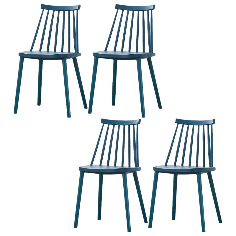 Contemporary Plastic Dining Chair Slat Back Side Chair in Matte Finish for Home Peacock Blue 4 Piece Set Clearhalo 'Dining Chairs' 'Dining Tables & Seating' 'dining_chair' 'furn' 'furn_dining_chair' 'Furniture' 'Kitchen & Dining Furniture' 5464956