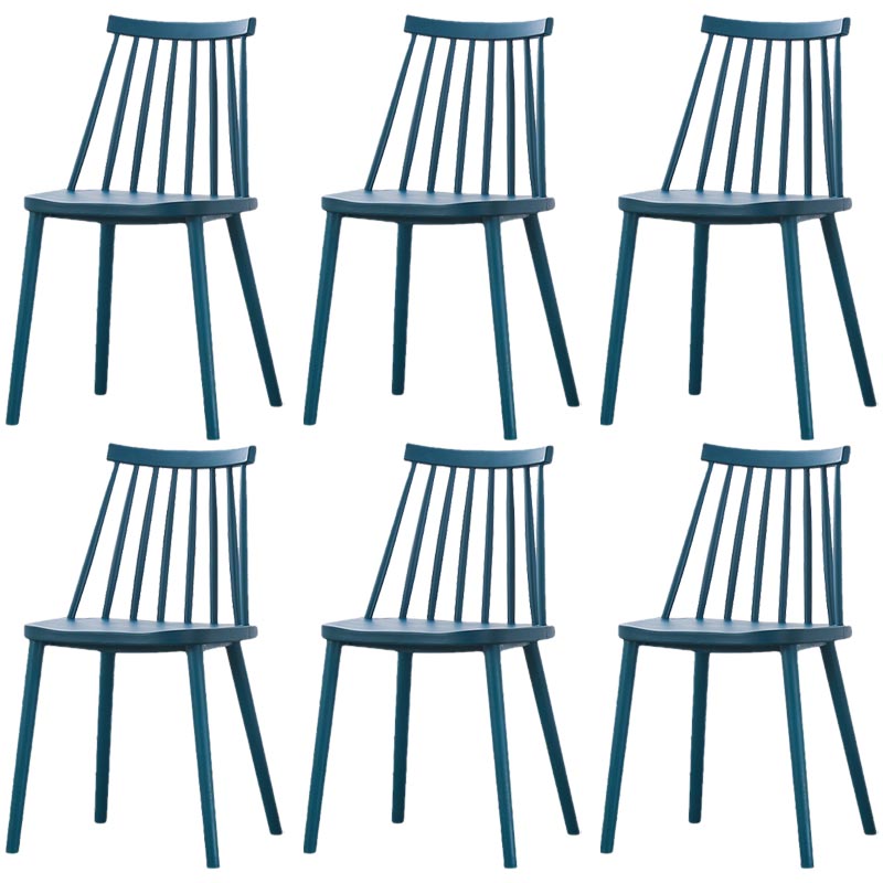 Contemporary Plastic Dining Chair Slat Back Side Chair in Matte Finish for Home Peacock Blue 6 Piece Set Clearhalo 'Dining Chairs' 'Dining Tables & Seating' 'dining_chair' 'furn' 'furn_dining_chair' 'Furniture' 'Kitchen & Dining Furniture' 5464957