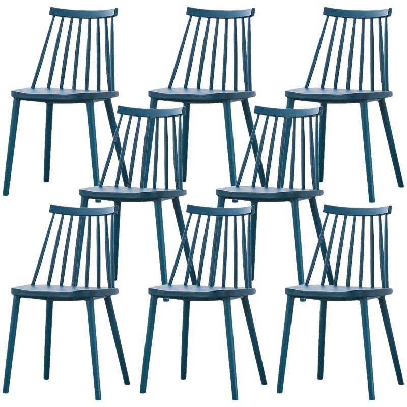 Contemporary Plastic Dining Chair Slat Back Side Chair in Matte Finish for Home Peacock Blue 8 Piece Set Clearhalo 'Dining Chairs' 'Dining Tables & Seating' 'dining_chair' 'furn' 'furn_dining_chair' 'Furniture' 'Kitchen & Dining Furniture' 5464958