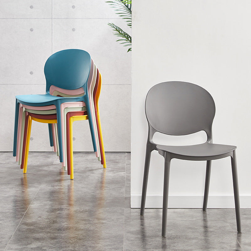 Modern Plastic Chair Kitchen Open Back Dining Side Furniture in Matte Finish Clearhalo 'Dining Chairs' 'Dining Tables & Seating' 'dining_chair' 'furn' 'furn_dining_chair' 'Furniture' 'Kitchen & Dining Furniture' 5465157