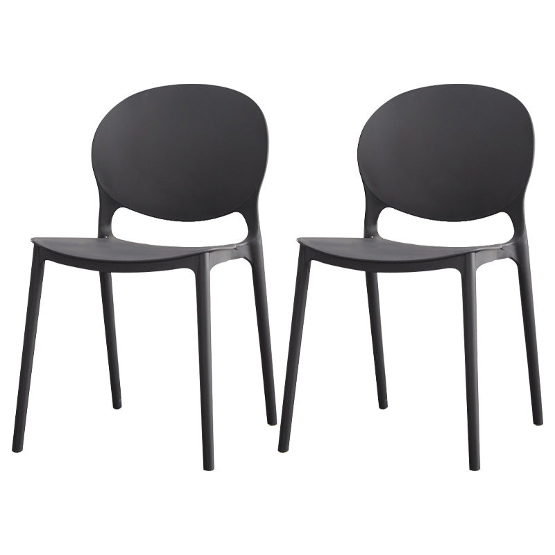 Modern Plastic Chair Kitchen Open Back Dining Side Furniture in Matte Finish Black 2 Piece Set Clearhalo 'Dining Chairs' 'Dining Tables & Seating' 'dining_chair' 'furn' 'furn_dining_chair' 'Furniture' 'Kitchen & Dining Furniture' 5465158
