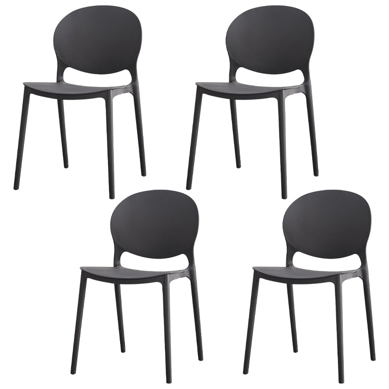 Modern Plastic Chair Kitchen Open Back Dining Side Furniture in Matte Finish Black 4 Piece Set Clearhalo 'Dining Chairs' 'Dining Tables & Seating' 'dining_chair' 'furn' 'furn_dining_chair' 'Furniture' 'Kitchen & Dining Furniture' 5465159