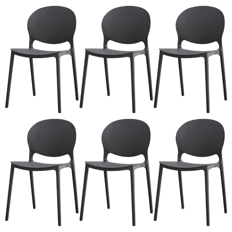 Modern Plastic Chair Kitchen Open Back Dining Side Furniture in Matte Finish Black 6 Piece Set Clearhalo 'Dining Chairs' 'Dining Tables & Seating' 'dining_chair' 'furn' 'furn_dining_chair' 'Furniture' 'Kitchen & Dining Furniture' 5465162