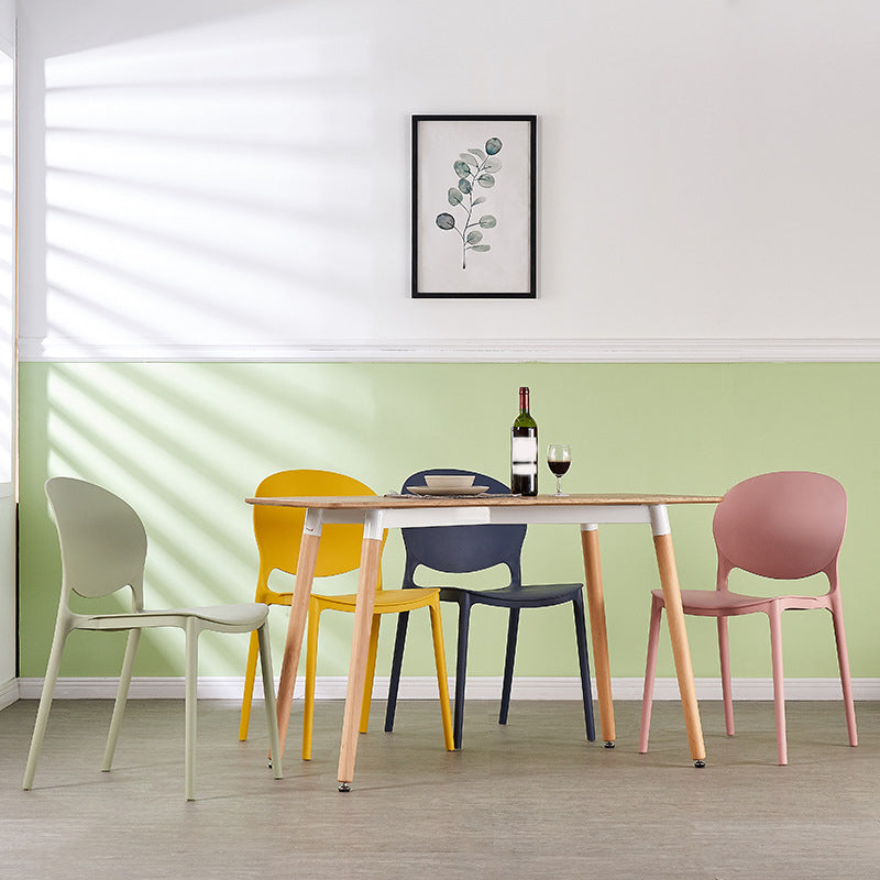 Modern Plastic Chair Kitchen Open Back Dining Side Furniture in Matte Finish Clearhalo 'Dining Chairs' 'Dining Tables & Seating' 'dining_chair' 'furn' 'furn_dining_chair' 'Furniture' 'Kitchen & Dining Furniture' 5465163