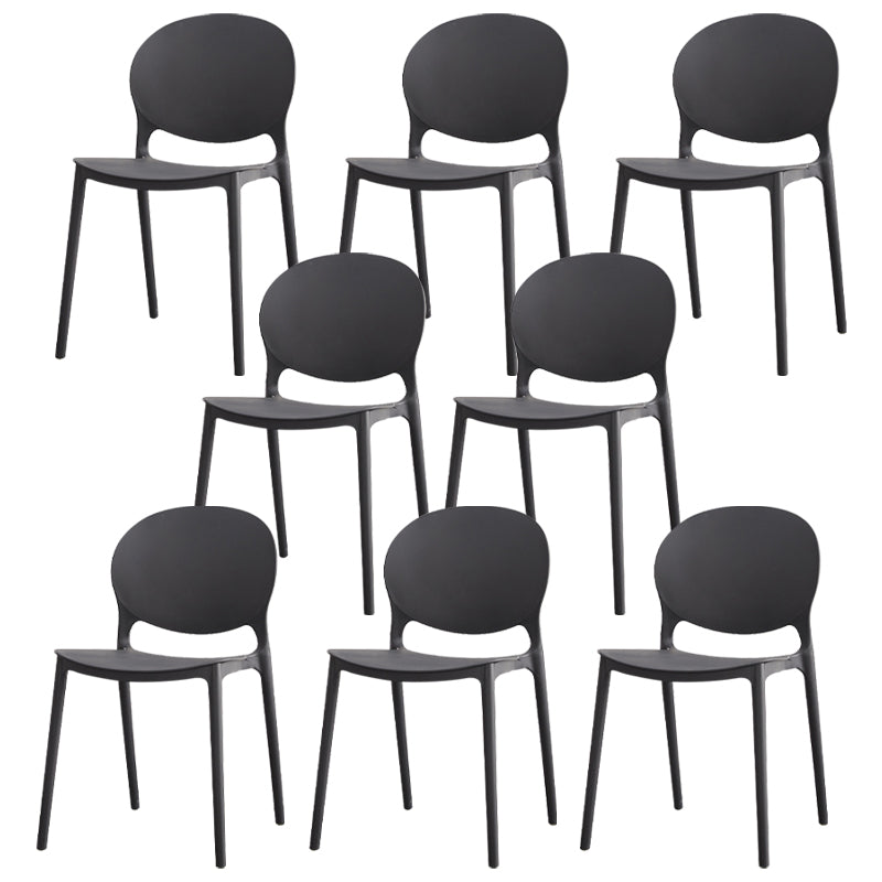 Modern Plastic Chair Kitchen Open Back Dining Side Furniture in Matte Finish Black 8 Piece Set Clearhalo 'Dining Chairs' 'Dining Tables & Seating' 'dining_chair' 'furn' 'furn_dining_chair' 'Furniture' 'Kitchen & Dining Furniture' 5465164