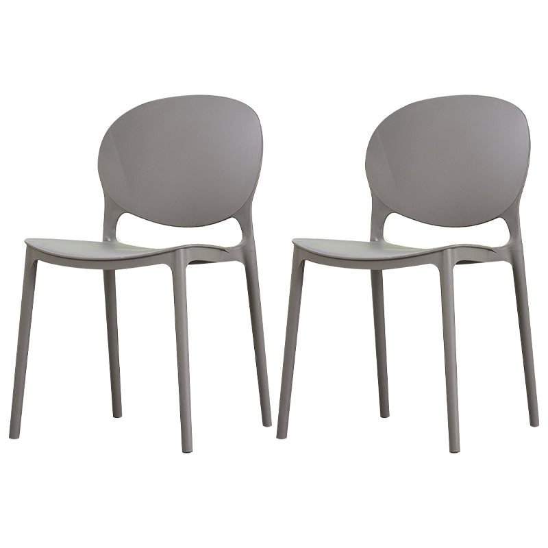 Modern Plastic Chair Kitchen Open Back Dining Side Furniture in Matte Finish Grey 2 Piece Set Clearhalo 'Dining Chairs' 'Dining Tables & Seating' 'dining_chair' 'furn' 'furn_dining_chair' 'Furniture' 'Kitchen & Dining Furniture' 5465166