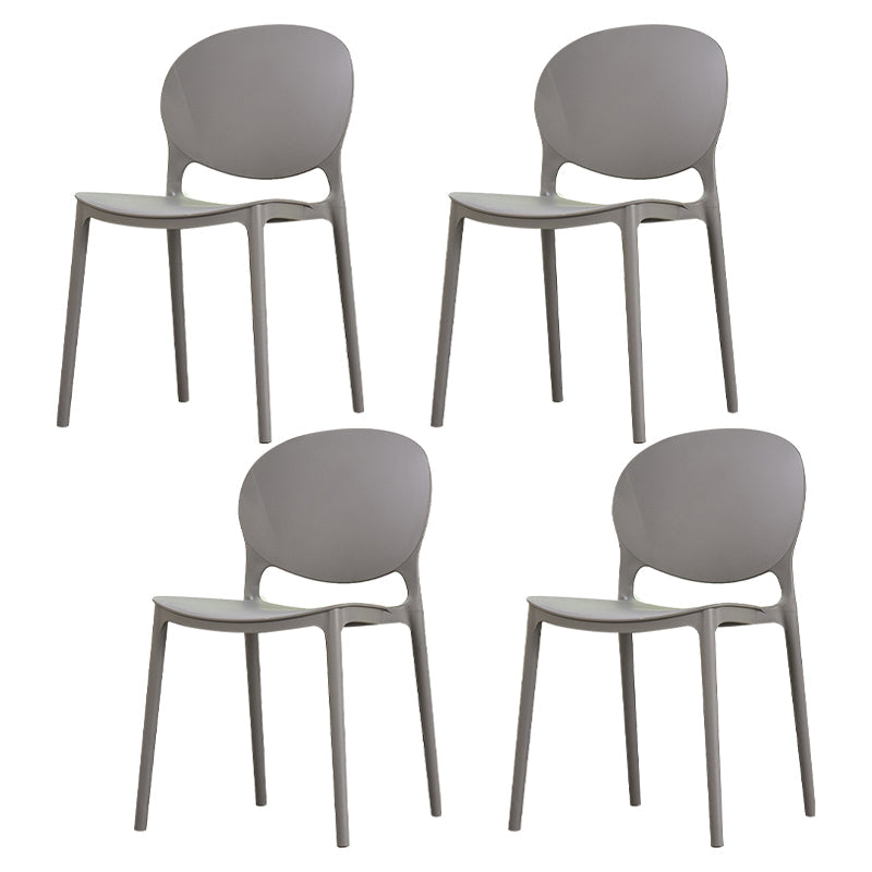 Modern Plastic Chair Kitchen Open Back Dining Side Furniture in Matte Finish Grey 4 Piece Set Clearhalo 'Dining Chairs' 'Dining Tables & Seating' 'dining_chair' 'furn' 'furn_dining_chair' 'Furniture' 'Kitchen & Dining Furniture' 5465168