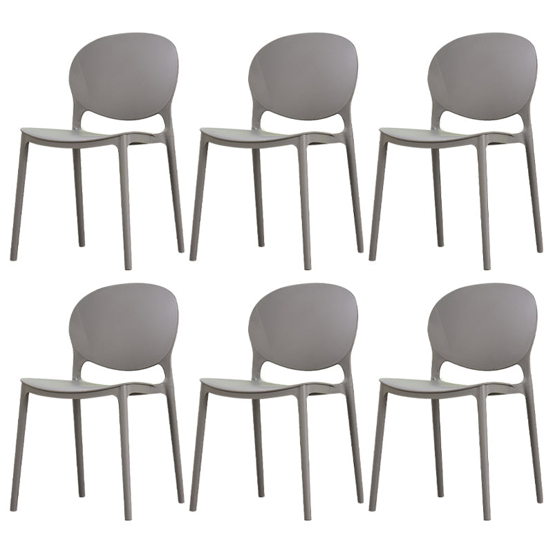 Modern Plastic Chair Kitchen Open Back Dining Side Furniture in Matte Finish Grey 6 Piece Set Clearhalo 'Dining Chairs' 'Dining Tables & Seating' 'dining_chair' 'furn' 'furn_dining_chair' 'Furniture' 'Kitchen & Dining Furniture' 5465170