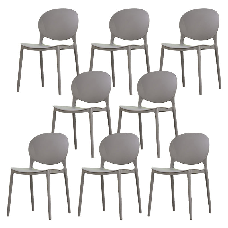 Modern Plastic Chair Kitchen Open Back Dining Side Furniture in Matte Finish Grey 8 Piece Set Clearhalo 'Dining Chairs' 'Dining Tables & Seating' 'dining_chair' 'furn' 'furn_dining_chair' 'Furniture' 'Kitchen & Dining Furniture' 5465172