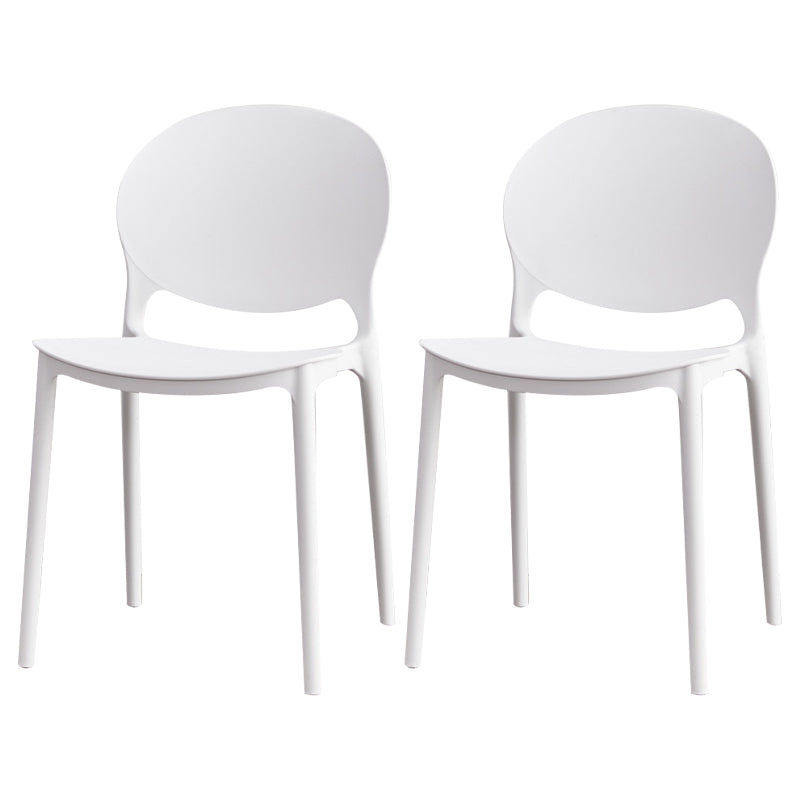 Modern Plastic Chair Kitchen Open Back Dining Side Furniture in Matte Finish White 2 Piece Set Clearhalo 'Dining Chairs' 'Dining Tables & Seating' 'dining_chair' 'furn' 'furn_dining_chair' 'Furniture' 'Kitchen & Dining Furniture' 5465174